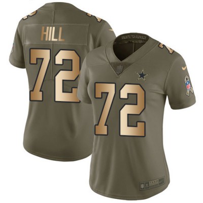 Nike Dallas Cowboys #72 Trysten Hill OliveGold Women's Stitched NFL Limited 2017 Salute To Service Jersey